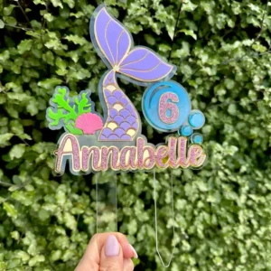 Personalised Mermaid Cake Topper – Under the Sea Birthday